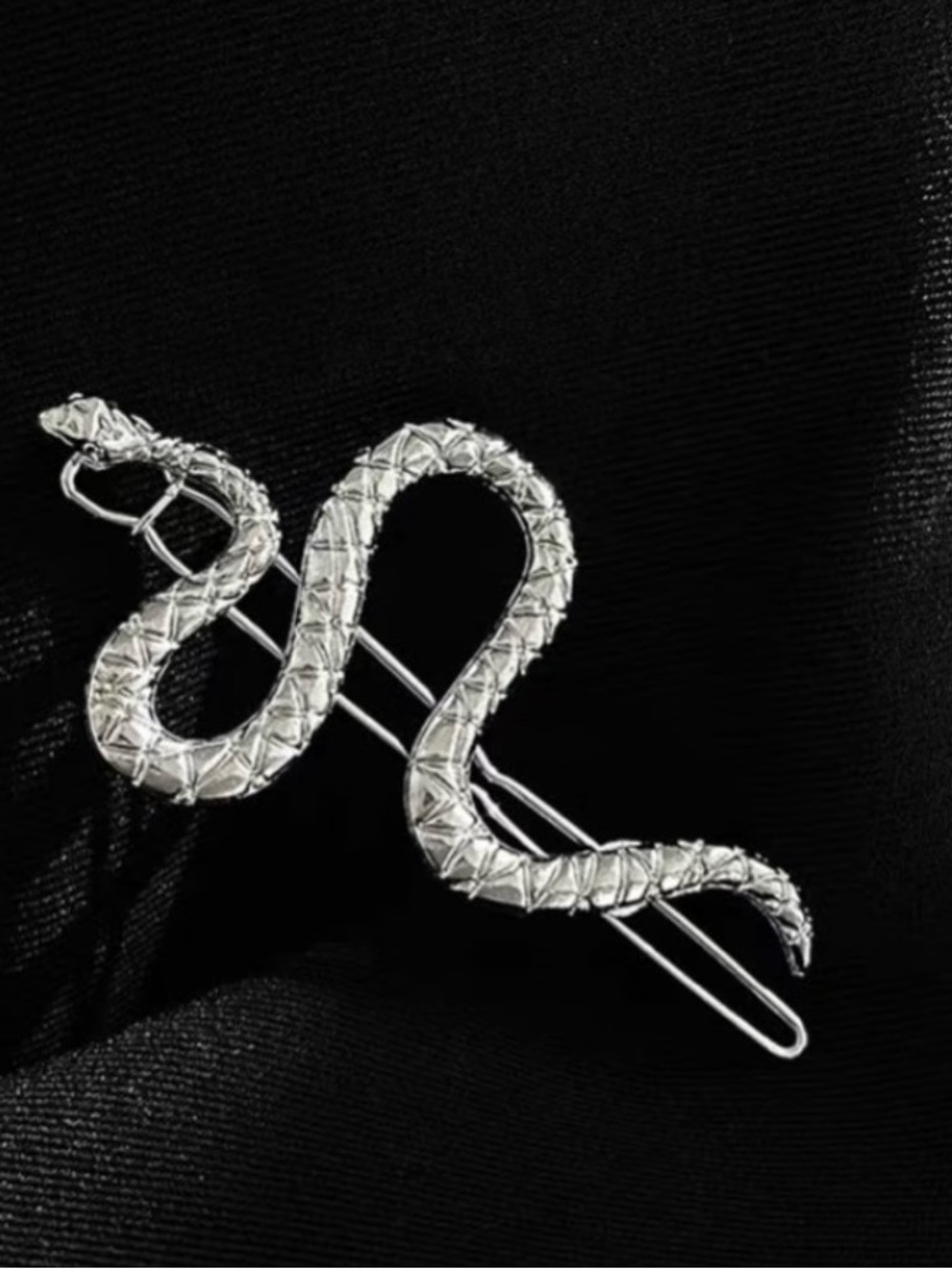Silver Snake Reptile Hairpin - Silver